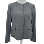 Hugo Boss Boss Jasyma Wool Jacket Blazer Gray Stripe Size 12 Collarless Photo 1
