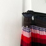 Free People  Black Rainbow Stripe High Low Crinkle Pleat Midi Skirt Boho Small Photo 5