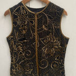 VTG 90s Spenser Jeremy 100% Beaded Silk Top Size M Black Gold Sleeveless Formal Size M Photo 0