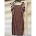 Velvet Cold Shoulder Beaded Cocktail Dress Mauve Party Elegant Size M Velour Pink Photo 1