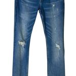 AllSaints Cigarette Jeans Womens 28 Medium Wash Low Rise Distressed Slim Grunge Blue Photo 0
