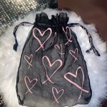 PINK - Victoria's Secret Black and Pink Heart-Patterned Drawstring Bag Photo 3