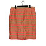J.Crew Delfine Woven Weave Striped Straight Pencil Knee Skirt Slit 12 Tan Pink Photo 14