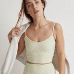 Madewell Flex Longline Checkerboard Bra Crop Top in Faded Seagrass - Size: Small Photo 0