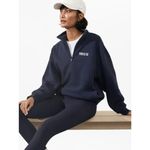 Athleta S Power Of She 1/4 Zip Fleece Sweatshirt Navy Blue Small Regular Photo 1