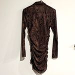Good American NWT  Long Sleeve Brown Printed Mini Dress - Size 1 Photo 5