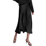 Zeagoo  skirt size Medium black satin silk midi  Photo 1