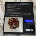 Vintage Red Enamel Revival Victorian Brooch Photo 6