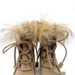 Cecelia New York Holly Wedge Bootie Chestnut Suede Fox Fur Lace Up Boot Size 9 Brown Photo 3