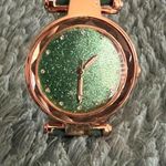 Unisex Green Leather Band Watch with a hint of Sparkle Photo 3