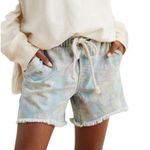Aerie  Floral Shorts Denim Boyfriend Bermuda Tropical Pastel Small Distressed Photo 0