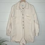 Gianni Bini  Vera Sleeve Button Collar Cream Denim Romper Photo 2