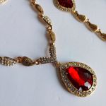 5 piece Set Gold with Red Stone and Crystals Photo 2
