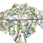 Cinq à Sept Marianna Bouquet-Print Cropped Shirt Blue White Green Size Small Photo 7