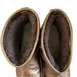 UGG  Classic Mini Metallic Sparkle‎ Bronze Boot Sz 8 Metallic Leather Cozy Winter Photo 5