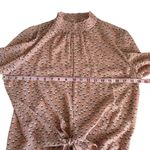Rachel Zoe  Pink Heart Print Mock Neck Long Sleeve Tie Front Blouse Size Small Photo 3