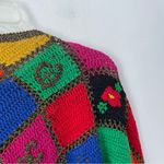 The Limited Vintage Hand Knit Embroidery Crochet Patchwork Gold Metallic Sweater M/L Photo 5