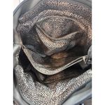 Chic Faux Leather Tote Bag Gray Double Handle Top Zip Tassel Accent Photo 3