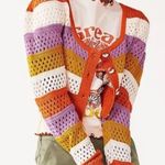 SO  Orange Purple White Yellow Stripe Cardigan Sweater Photo 0