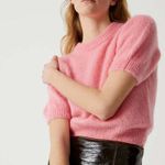 Beatrice B - Puff Sleeve Cropped Sweater Pink Classic Classic Preppy Work Casual Photo 0