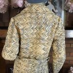 VINTAGE 1960'S UNION MADE CREAM BEIGE & GRAY CHEVRON PRINT PEA COAT (S) Photo 8