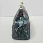 Anuschka Cardinal Hand Painted Kiss Lock Crossbody Clutch Purse Leather New Gray Photo 1