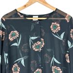 CAbi Black La Di Da Button Blouse Womens L Black Floral Sheer Hippie Boho Witchy Photo 2