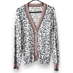 Andree by Unit  Gray and Pink Ribbed Knit Cardigan Sweater animal print v-neck Photo 0
