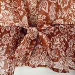 Zenobia Burnt Sienna Floral Blouse sz 2X Ruffle Cuff Tie Waist NWT Long Sleeves Photo 3