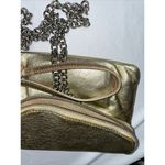 HOBO International Zara‎ Gold Metallic Leather Fold Over Zipper Evening Bag Photo 11
