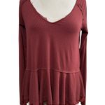 We The Free Women's Burgundy Long Sleeve Shirt Size S Photo 0