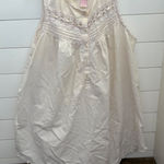 Just For Women 1X Cotton Nightgown Sleeveless Lace Trim Button Front Tan Photo 0