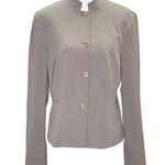 Caslon Taupe Button Blazer Mandarin Collar 8 Photo 0