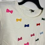 Talbots party bows crewneck sweater women’s size XL petite ivory multicolor bows Photo 2