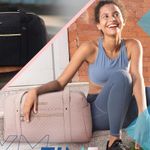 Travel Duffle Bag 31L Quilted Weekender Overnight Bag for Women with Laptop Compartment, Large Carry On Airport Bag with Wet Pocket & Shoe Bag for Business Trips, Sports (Pink Photo 1