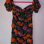 ZARA  Size M Mini Dress Dark Purple Red Floral Milkmaid Ruched Photo 0