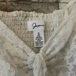 Japna  || NWOT White Laced Ruffle Front Tie Cropped Top Sz Small Photo 2