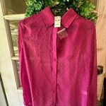 HYFVE Women’s Sheer Button-Up Large Photo 3