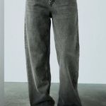 ZARA  Wide Leg Jeans Washed Gray High Rise Size 4 Baggy Cotton Grunge Edgy Trendy Photo 0