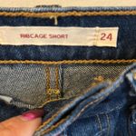 Levi's Ribcage Shorts Dark Wash Distressed Photo 3