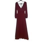 Lulus NWT  Love You So Long Sleeve Openback Maxi Dress VNeck SideSlit S Burgundy Photo 2