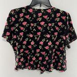 LA Hearts  Black Floral Top Open Front w/Tie Size Medium Photo 3