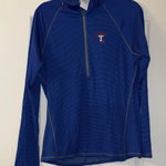 Under Armour  Blue Striped Fitted Texas Rangers Quarter-Zip Pullover NWT Photo 0