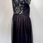Black Beaded Sequins Bodice Tulle Mesh Skirt Party Dress Cutout Back Whimsigoth Size M Photo 4