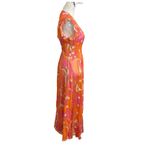 Miss June Long Scarlett Maxi Dress Multicolor Tropical Floral Women’s One Size Pink Photo 3