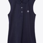 Tory Burch NEW Sport Performance Pique Sleeveless Collared Blue Polo Shirt XL Photo 1