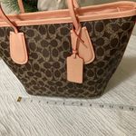 Elegant Brown and Pink Tote Bag Photo 3