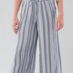 Hollister Ultra High Rise Paperbag Wide Leg Striped Cropped Pants Blue White M Photo 0
