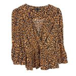 ZARA 3/4 Sleeve Leopard Faux Wrap Top Size Small S EUC Photo 0