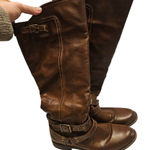 JustFab Mina Dark Brown Faux Leather Tall Boots Sz 8.5 Wide Calf Photo 0